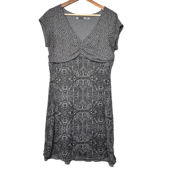 Athleta Womens Size Large Grey Dhara Paisley Double Layer Burnout Dress Casual - Picture 1 of 8